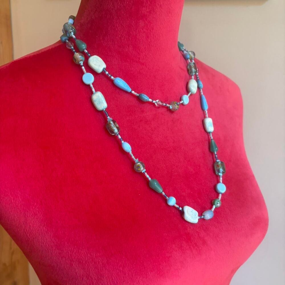 Glass beaded necklace with floral